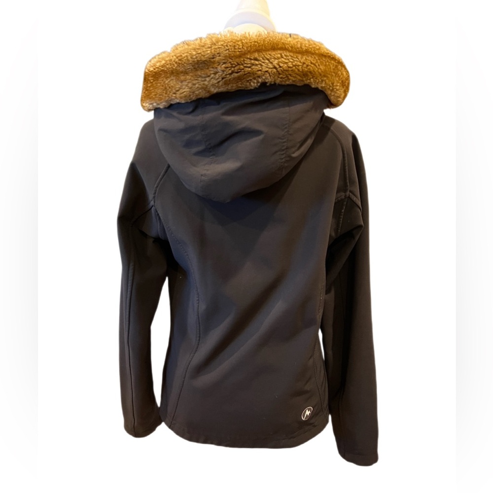 Marmot Soft Shell Furlong Jacket Fur Hood size medium black, fur chestnut brown - Picture 7 of 15